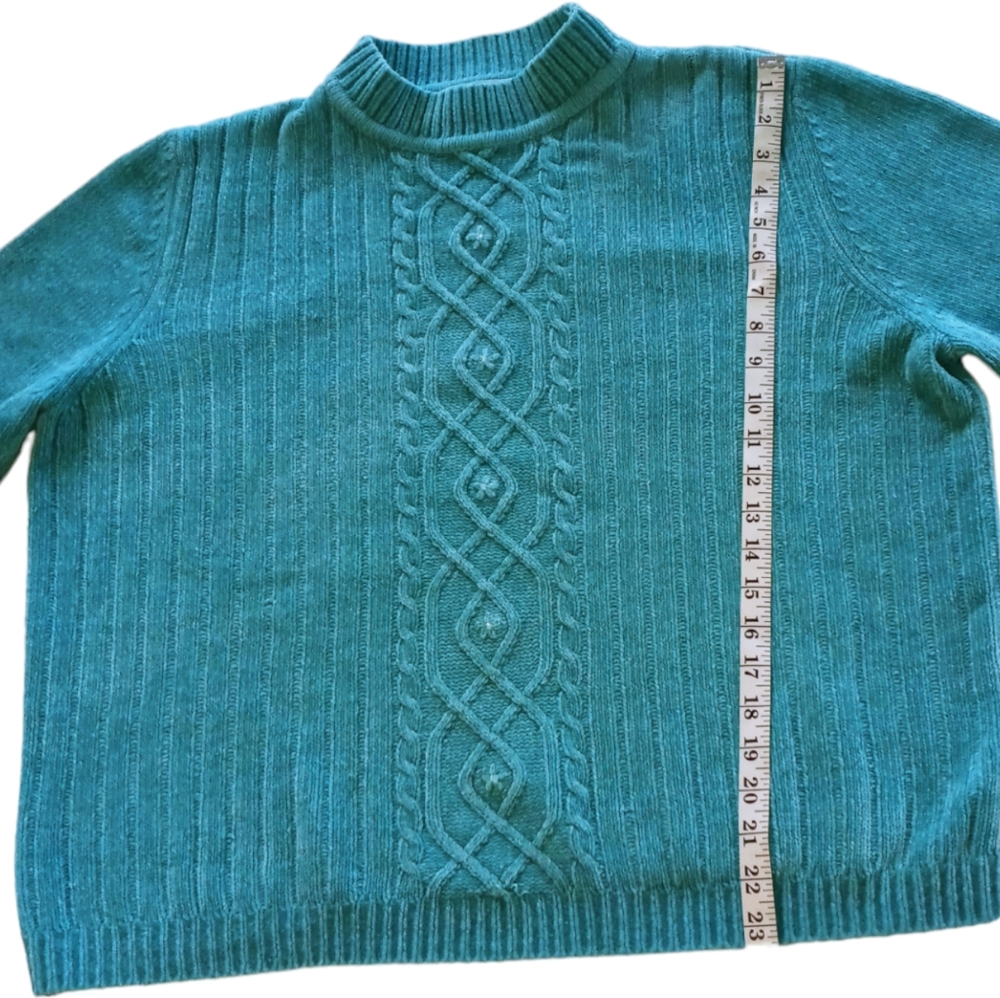 Alfred Dunner Women's Long Sleeve Pastel Turquoise Knit Sweater Size XL - Picture 4 of 5
